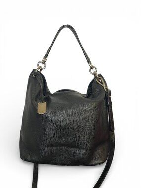 Furla Black Leather Hobo Bag With Removable Shoulder Strap & Silver Hardware